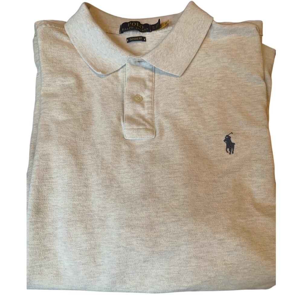 Men's Polo Ralph Lauren Short Sleeve Polo Classic Fit Light Gray/Wheat Size XL